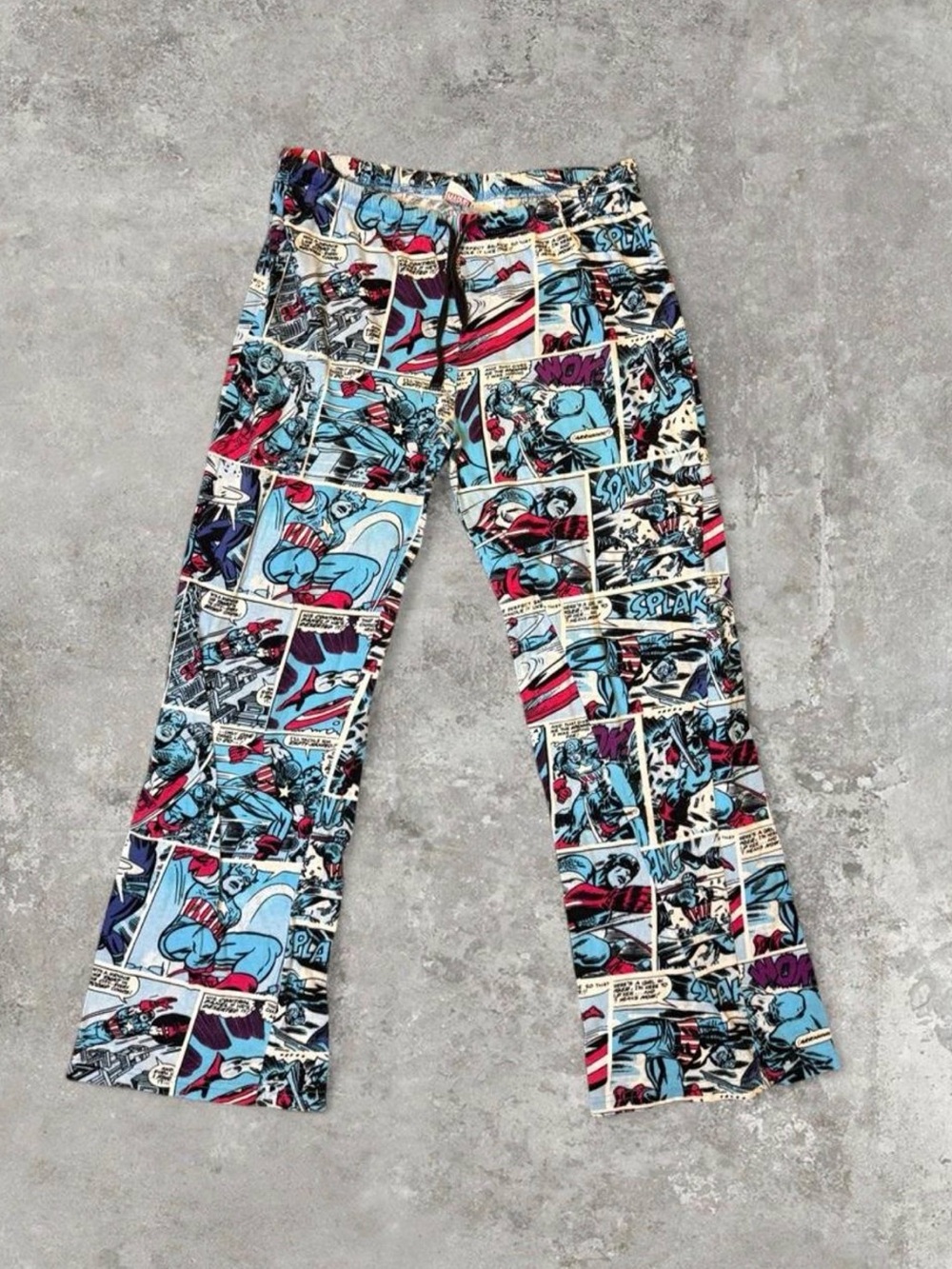 Marvel Captain America Comic Print Blue Lounge Pajama Pants Drawstring
